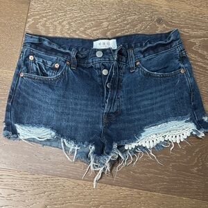 We The Free Free People High Rise Distressed Denim Shorts Size 28